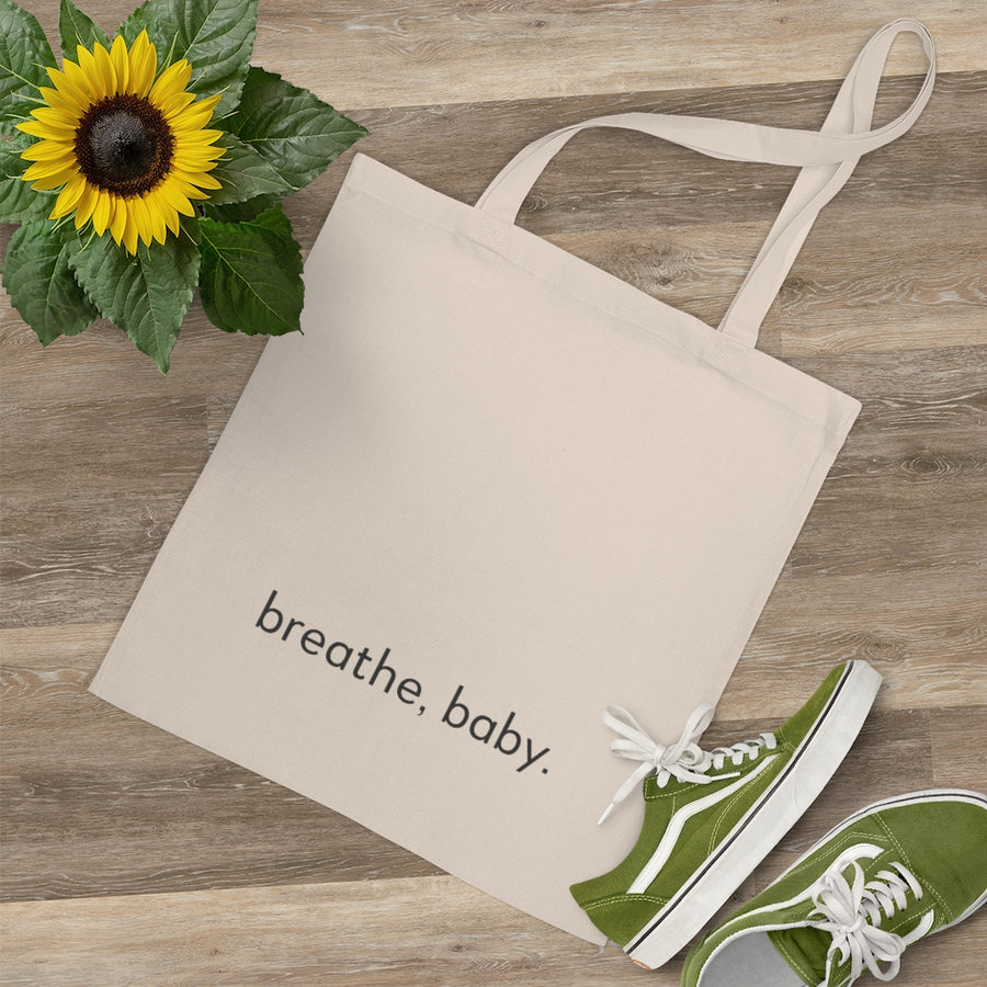 Jutetasche mit Print "BREATHE BABY"